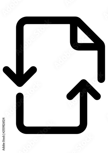 Document Upload and Download File Transfer Icon, Vector Illustration