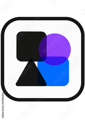 Abstract Geometric Colorful App Icon with Overlapping Shapes, Vector Design