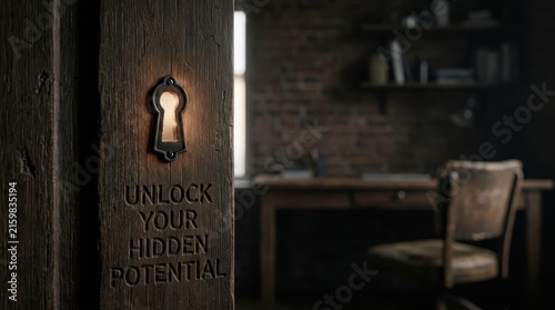 A Vintage Keyhole on a Wooden Door Reveals a Pathway to Unlock Hidden Potential and Knowledge