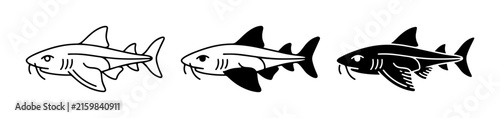 Catfish Vector Icons, Outline and Silhouette Styles, Aquatic Life Graphics
