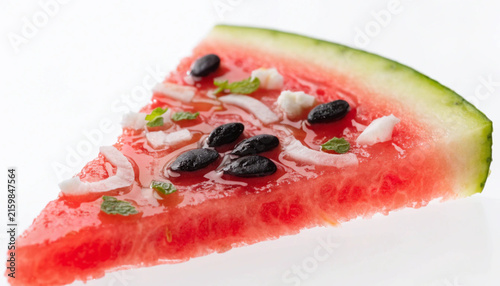 Watermelon Pizza Slice Creative Healthy Food Dessert Concept