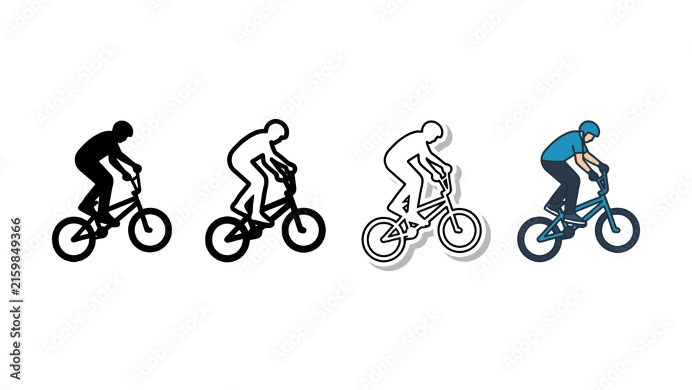 Fototapeta premium Freestyle BMX rider icon set for extreme sports graphics