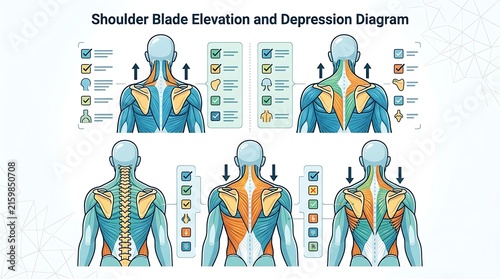 Shoulder Blade Elevation and Depression Scapula Anatomy Diagram