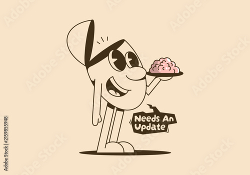 Needs an Update Funny Brain Food illustration Cartoon