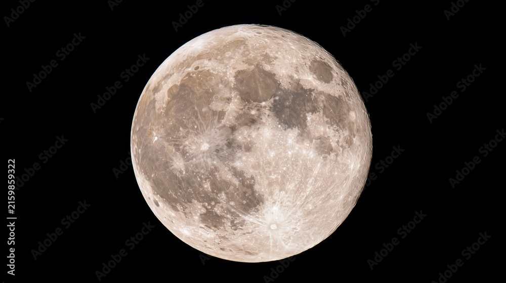 Obraz premium Growth concept with detailed full moon surface showing craters and maria in night sky