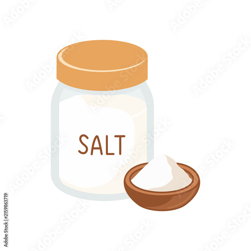 Salt jar and wooden bowl baking cooking ingredient PNG illustration