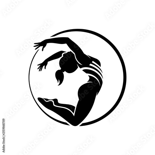 Silhouette of a gymnast jumping inside a circle