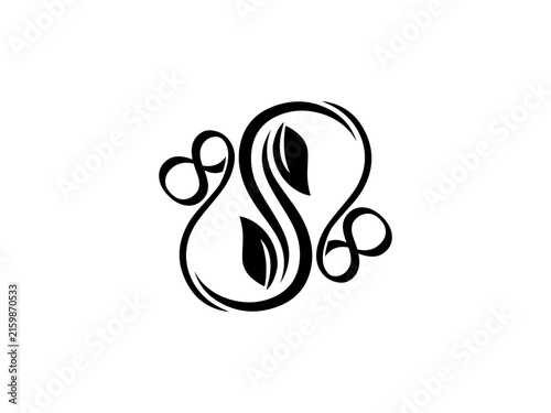 8S8 Monogram Logo Icon Nature Leaf Calligraphy Design