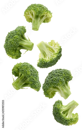 Splahing broccoli pieces isolated