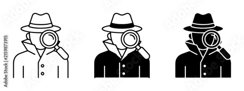 Detective Icons, Investigator Symbols, Spy Graphics, Magnifying Glass, Mystery, Investigation