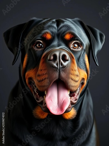 Majestic rottweiler's imposing head with sharp muzzle and alert eyes, ||rottweiler, loyal