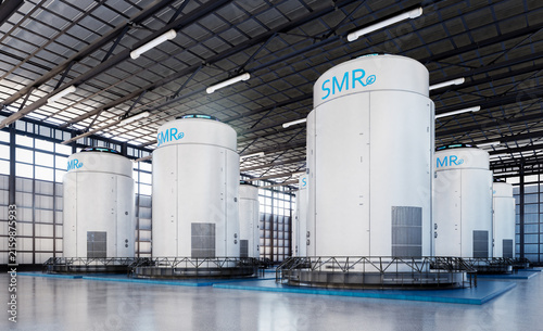 Group of smr or small modular nuclear reactors power plant