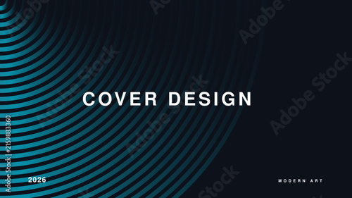 Modern Art Cover Design, Abstract Geometric Background, Teal and Black Gradient Waves, Contemporary Graphic Layout, Minimalist Brochure Template