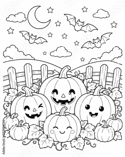 Fun halloween coloring page with adorable ghosts pumpkins and spooky designs perfect for children to enjoy