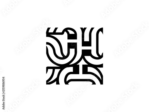 Abstract Letter Maze Pattern Icon Bold Geometric Typography
