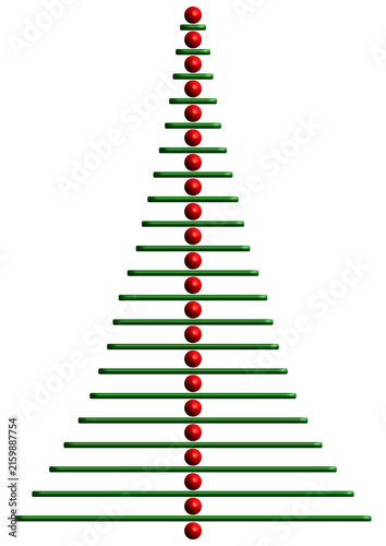 Sapin de Noël formé de lignes vertes et de cercles rouges