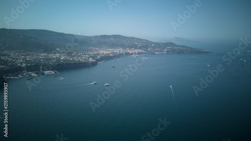 Panoramic aerial view of the Gulf of Naples at Sorrento in the morning
