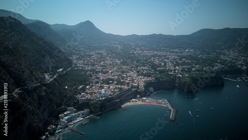 Aerial view of a coastal town on tuff cliffs - Sorrento Coast