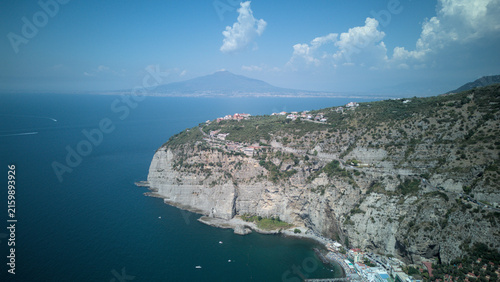 Aerial view of a coastal cliff facing Mount Vesuvius - Italy