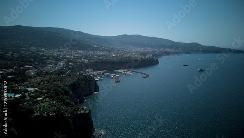 Aerial view of the Sorrento Coast cliffs and marina - Gulf of Naples