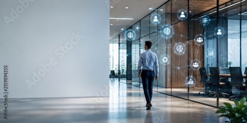 AI Talent Network in Modern Glass Corporate Office