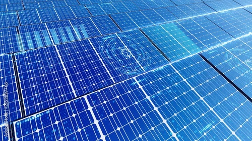 Smart technology power grid big data photovoltaic solar power station(After Effects production)
