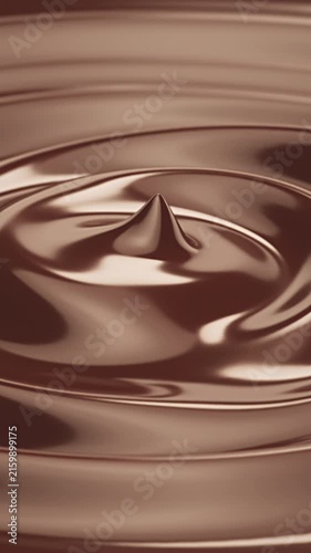 Extreme Closeup slow motion Chocolate cream swirl clean ripple. Motion texture concept for food and drink concept idea. 4K animation.	
