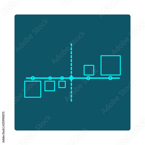 Fotografía Variance icon: number line with data points, mean marker, and squares sized by s