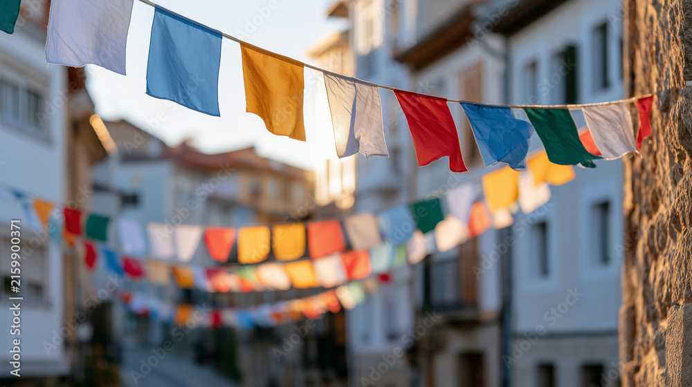 Obraz premium Colorful Festive Bunting Decorations Hanging During The Traditional Festival Cidiano Street Event
