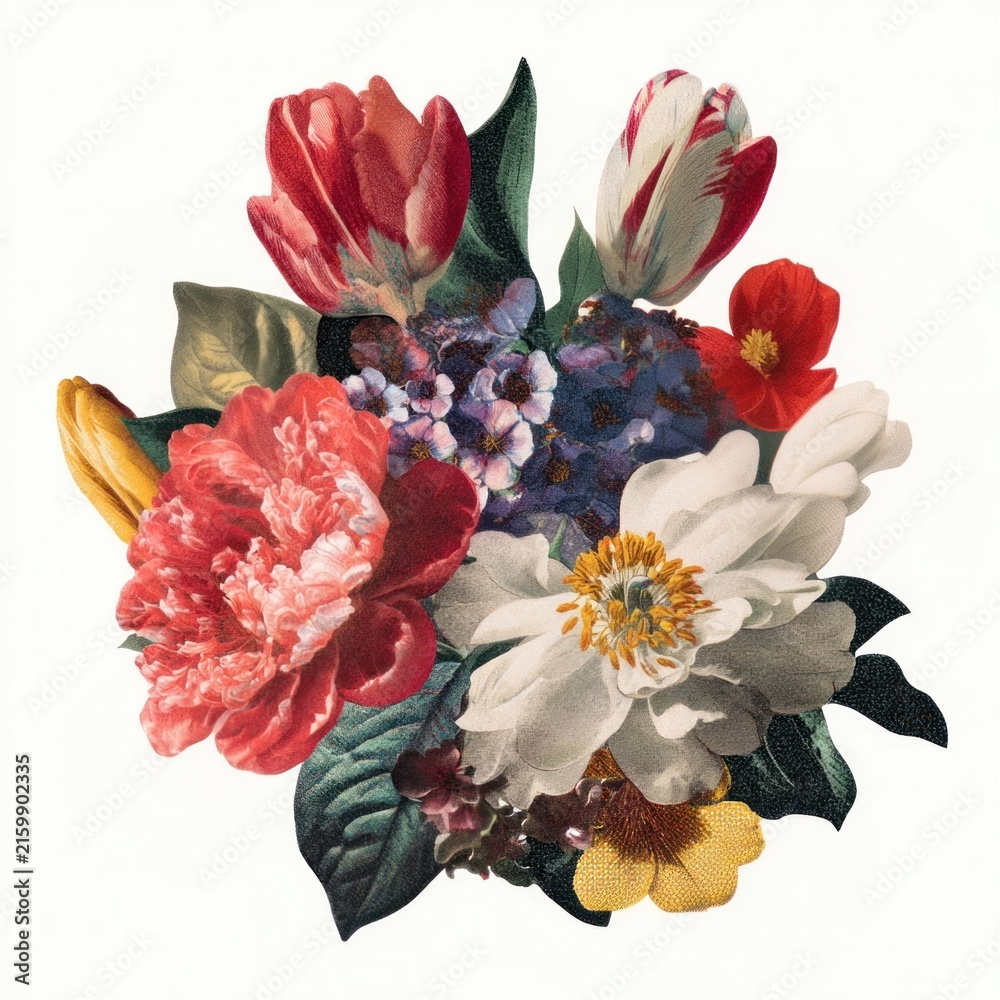 Fototapeta premium Vibrant floral bouquet illustration.