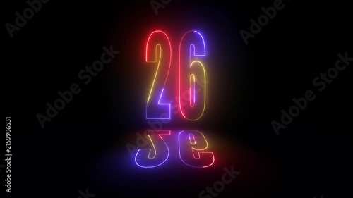 Neon number on black background