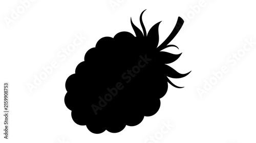 Black silhouette of a blackberry with calyx isolated on white