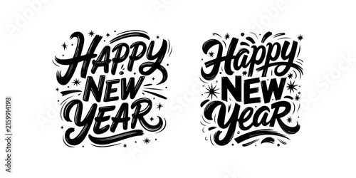happy new year typography design