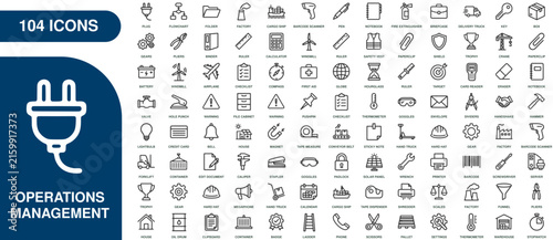 Operations Management Icon Set with Industrial Business and Office Symbols