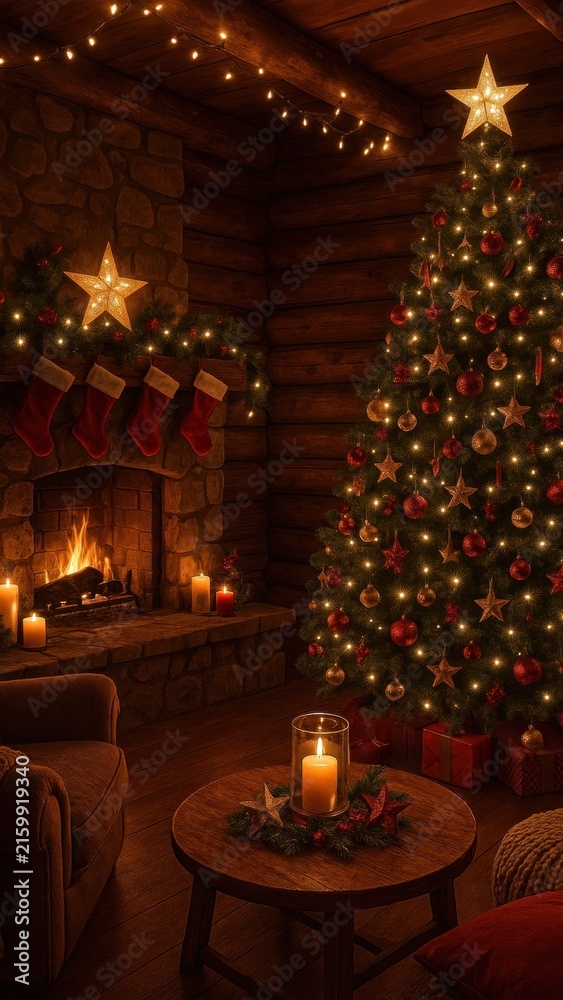 Fototapeta premium Cozy festive Christmas ambiance mobile wallpaper