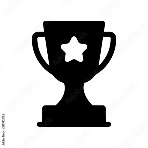 Trophy icon with star. Award symbol silhouette