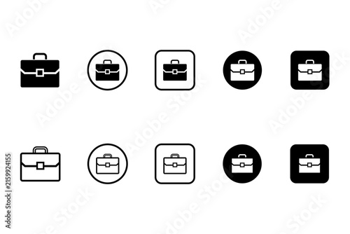 Briefcase icons set. Business bag symbols collection