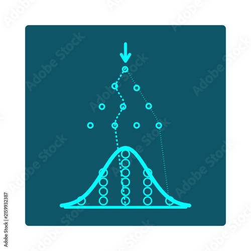 Cuadro en lienzo Normal Distribution Bell Curve Icon – Galton board pegs channel falling paths in
