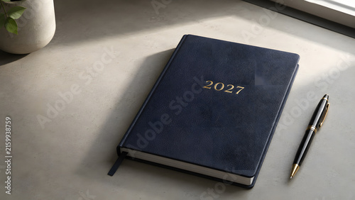 Minimal 2027 Planner Notebook for New Year Goals and Future Planning