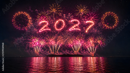Vibrant Pink 2027 Fireworks Display for Colorful New Year Celebration