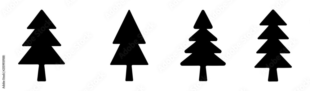 Obraz premium Set of four christmas tree icons vector illustration flat style.