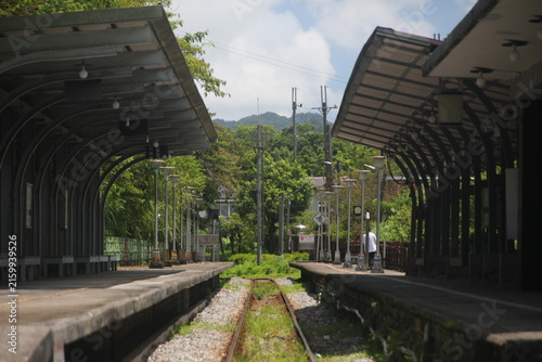 Scenic rural railway station platform