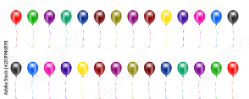Set of colorful balloons isolated on transparent background