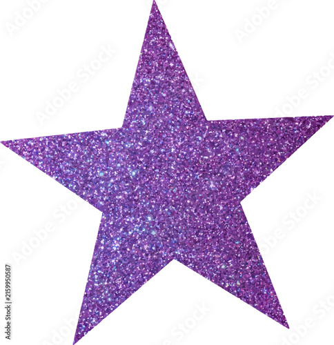 Purple glitter star cutout featuring a sparkling texture. Symbolizing success. Celebration. Reward. And premium quality. Ideal for festive designs. Scrapbooking