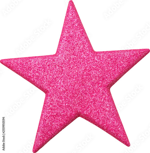Pink glitter star cutout representing success, celebration, and achievement, perfect for festive decorations, scrapbooking, and award themed graphic designs on transparent background