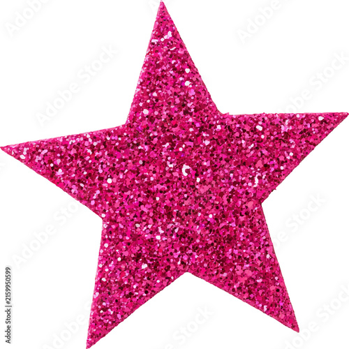 Pink glitter star cutout glowing with shimmer and sparkle, symbolizing victory, fame, and excellence for various festive decorations and design elements