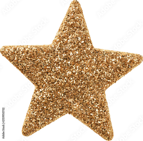 Golden glitter star cutout representing success, achievement, and excellence, perfect for festive celebrations, awards, decoration, and holiday designs on a transparent background