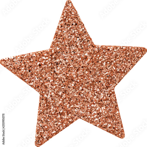 Rose gold glitter star cutout provides a shimmering texture. Ideal for festive celebrations. Holiday decorations. Party invitations. Awards. Success themes