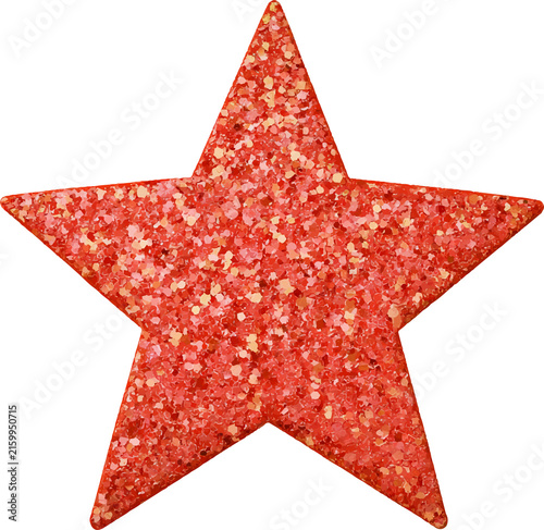 Red glitter star creating a sparkling texture for festive celebrations, success concepts, holiday decorations, and achievement themes on a transparent background