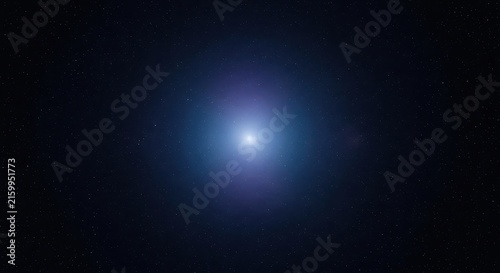 A luminous blue cosmic orb glowing brightly against a stark black background.